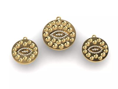 One eyed pendant and earring set