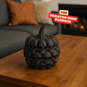SKELETON HEAD PUMPKIN / HALLOWEEN DECOR / ABSTRACT DECOR / MODERN PUMPKIN SCULPTURE