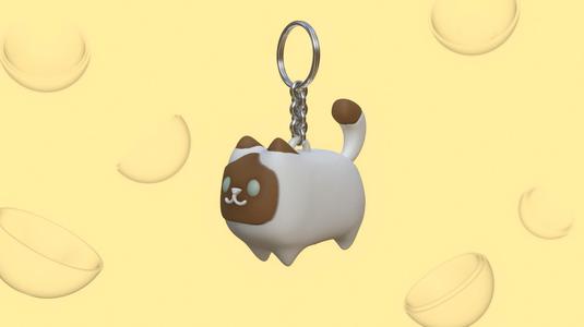 Chubby Siamese Cat Keychain