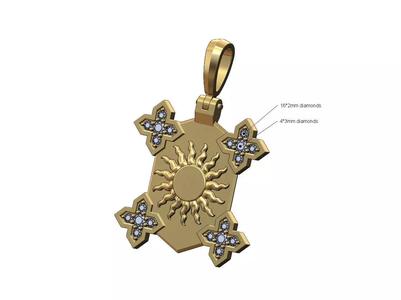 Sun Moroccan Maltese star diamond corners pendant