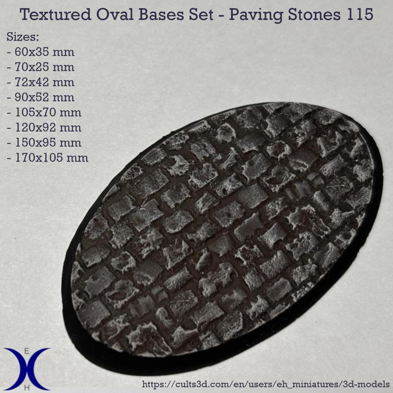 OVAL BASES SET – Paving Stones 115 TEXTURE (60–170MM) | PERFECT FOR TABLETOP WARGAMES & RPG'S