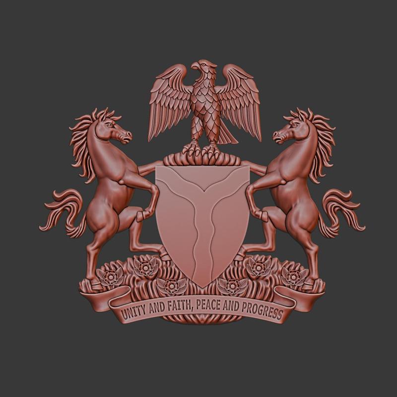 Nigeria emblem (coat of arms) 3d relief .stl file
