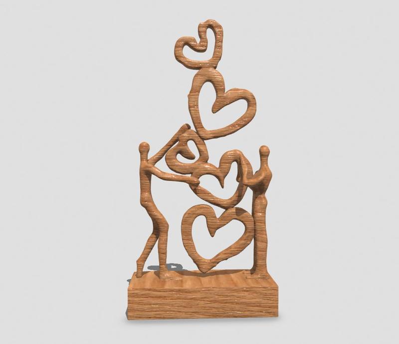 Melting Hearts on Hearts Sculpture, Pair with Heart Pyramid, Wedding Love Decor