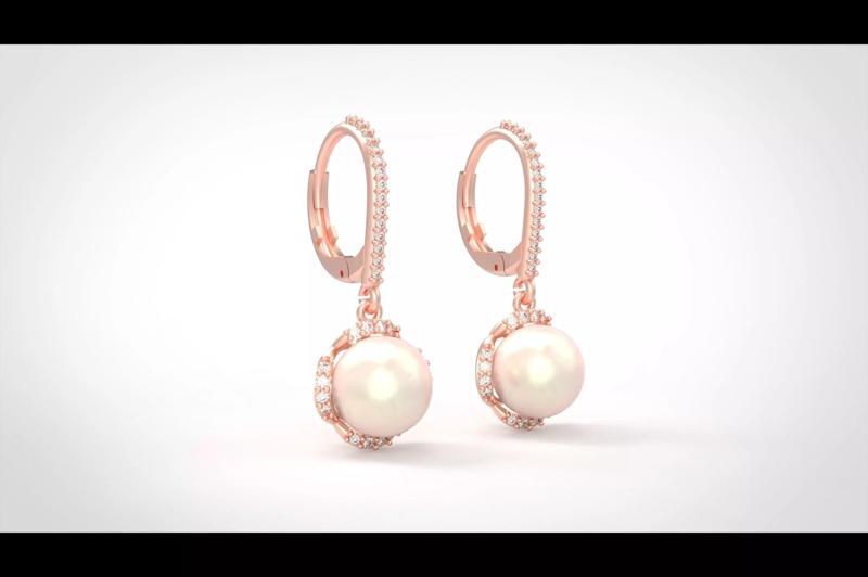 Model 306 Pearl Diamond Earring
