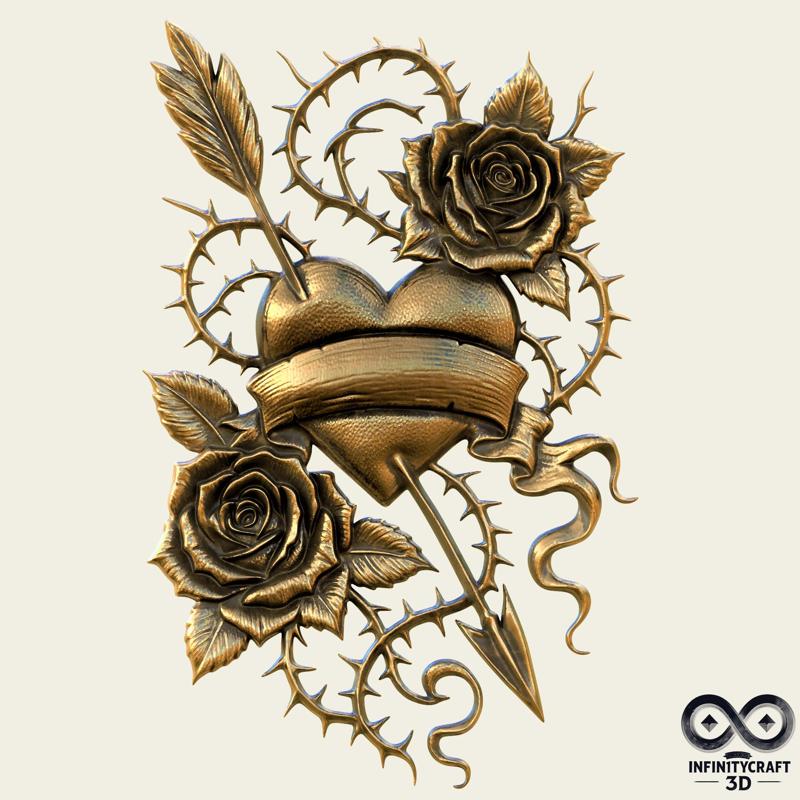 Thorns of Love – Eternal Passion Relief for Print and CNC