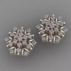 Rose Gold Diamond Earring 3D Print Model