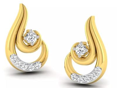 Gold Diamond Women Earring 3D print Model
