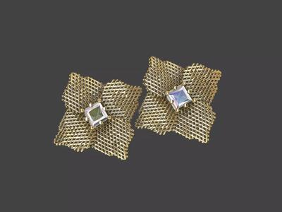 Princess Cut Jali Earrings stl verified