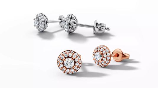 Round Halo Stud Earrings 3mm Diamond Women Earrings