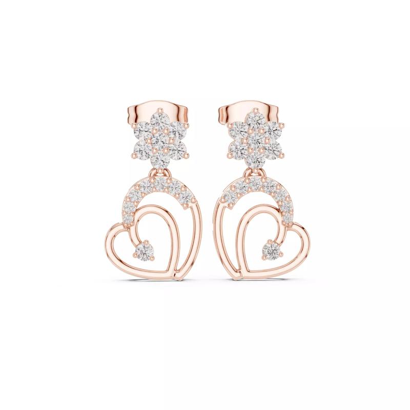 Round Cut Diamond Heart Shape Earring 3DM STL Video