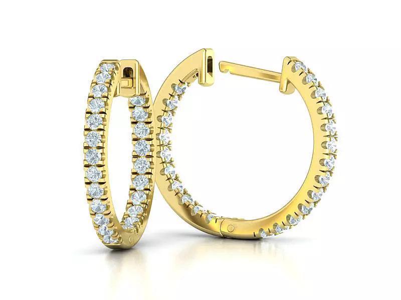 Hoop Earrings Delicate Fine Diamond Earrings 18mm size 3dmodel
