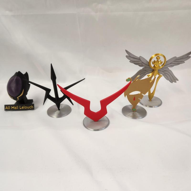 Code Geass Decore - Zero Helmet - Black Knights Emblem - Geass Emblem - Jeremiah Mask - Suzaku Kururugi Badge