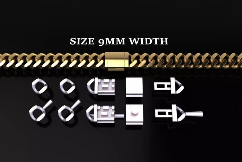 Cuban Chain Bracelet Necklace Link SIZE 9MM Width