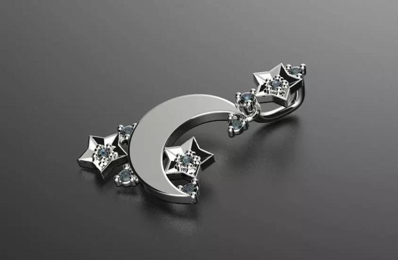 3D print model Pendant Moon with Stars