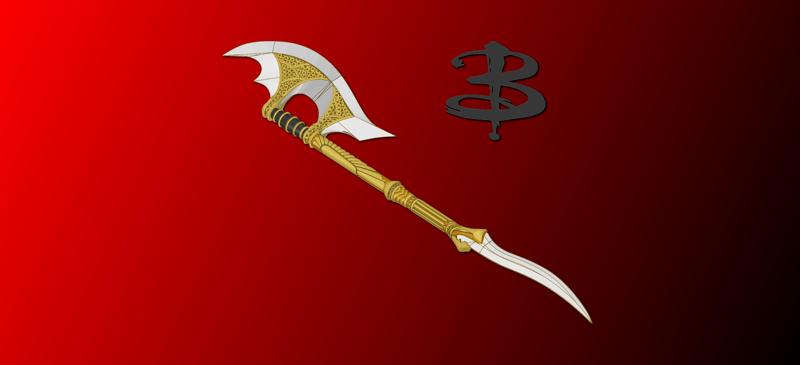 Buffy The Vampire Slayer 'Ancient' Scythe / Axe | Thematic Wall Mount or Table Plinth Available | By Collins Creations 3D