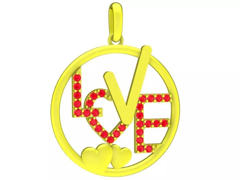 I Love You Heart Pendant 3D Print Model A4717