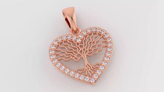 3dm and stl heart tree pendant printable jewelry model