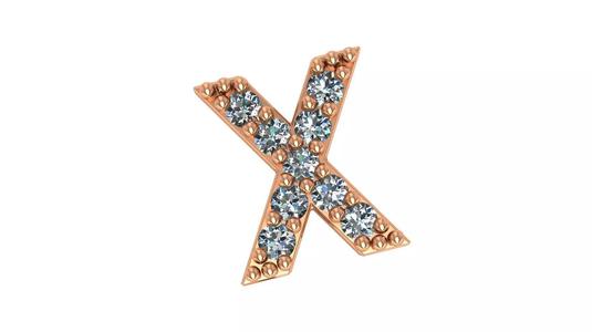 Alphabet Letter X Pendant Charm 3dm stl render details