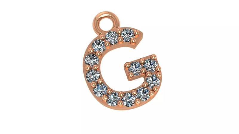 Alphabet Letter G Pendant Charm 3dm stl render details