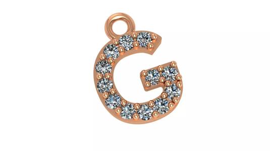 Alphabet Letter G Pendant Charm 3dm stl render details