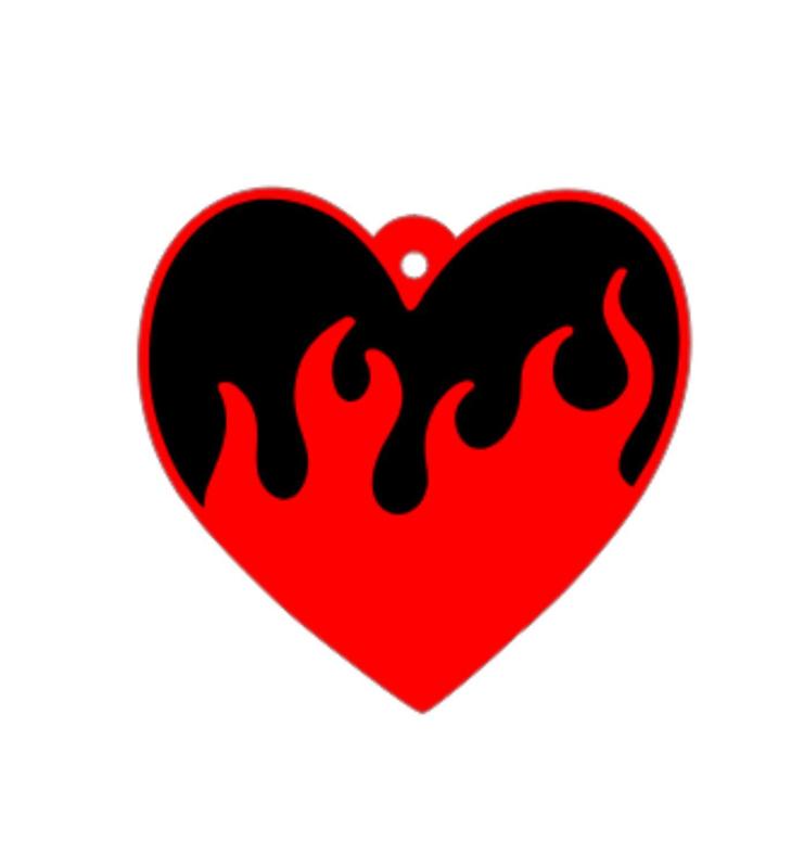 Heart on fire pendant key ring