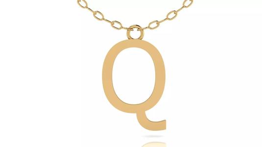 Alphabet Tahoma Letters Pendant  Q