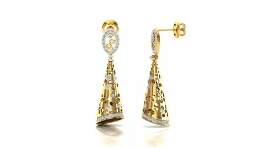 gold diamond women earrings
