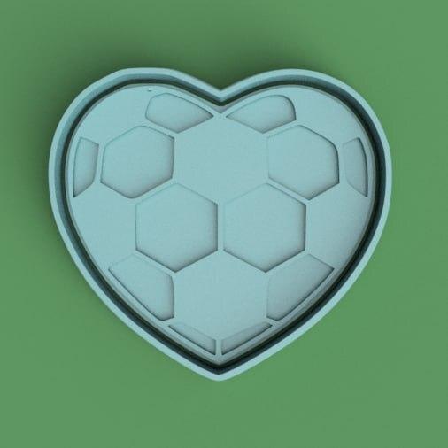 cortante + estampa de pelota de futbol corazon / heart soccer ball cutter + stamp