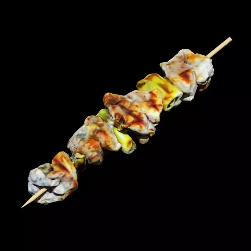 Yakitori Robata Japanese Food Chicken Onion 3D Model 3D Print