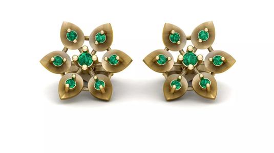 Emerald Stud Earrings 3D printing