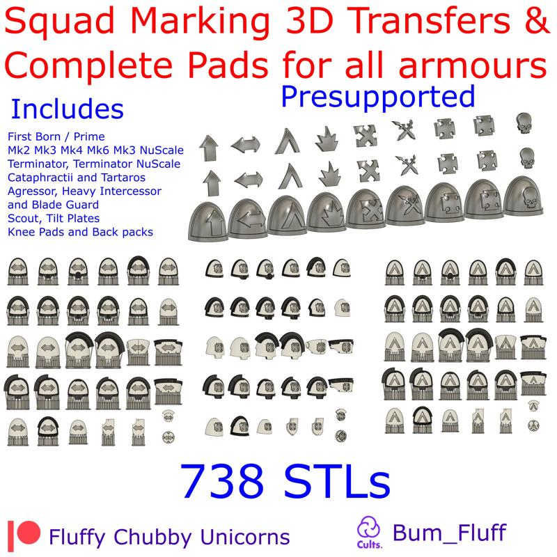 Squad Marking 3D Transfers & Complete Pads for all armours - Presupported
