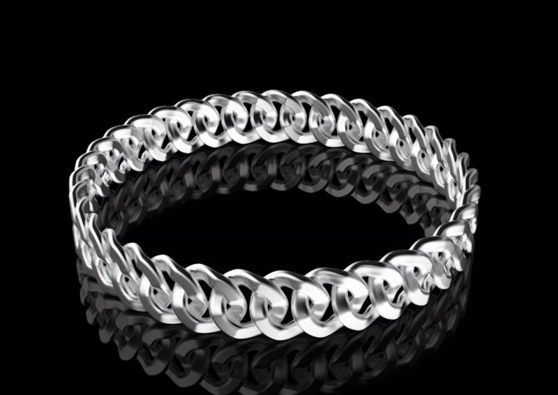 chain braided bangle in sterling silver