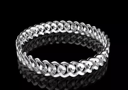 chain braided bangle in sterling silver