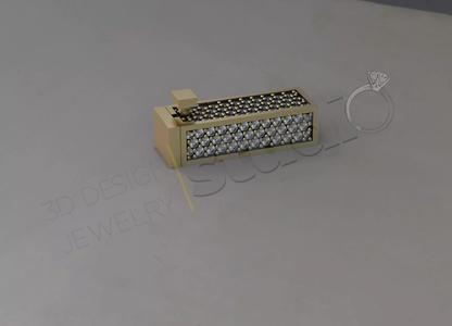 Chain lock clasp cube shape with gems 3d model