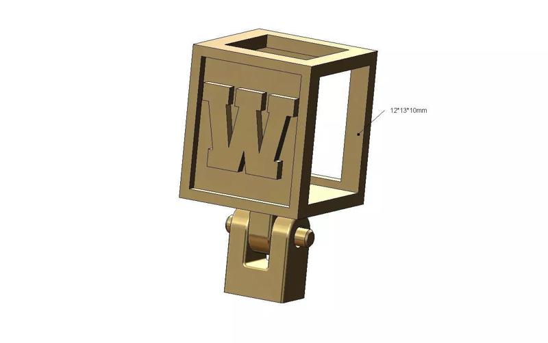 W letter varsity font 12x10x10mm enamel bail link