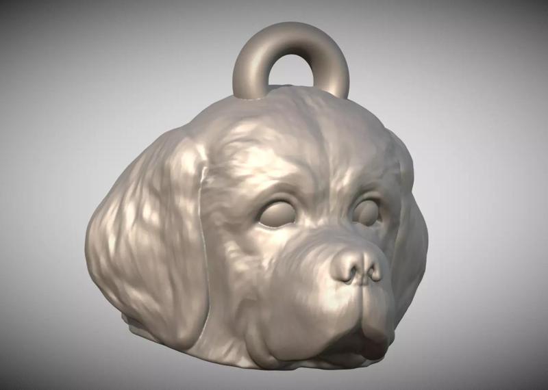 Puppy of Saint Bernard head key ring for 3D printing