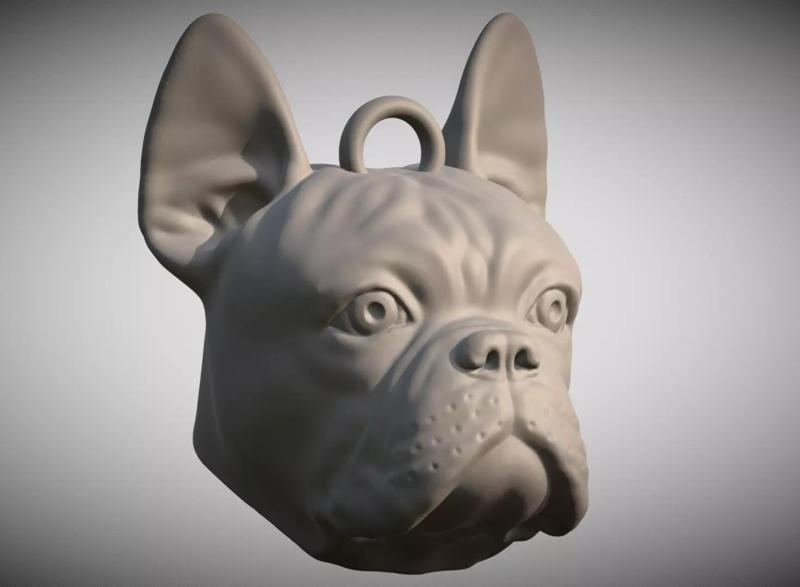 French Bulldog head key ring for 3D printing