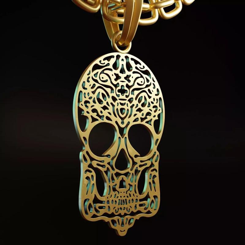 Skull Stylized Pendant Amulet Necklace Design