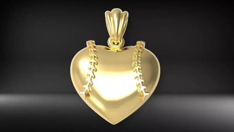 Baseball Heart Pendant Necklace Jewelry