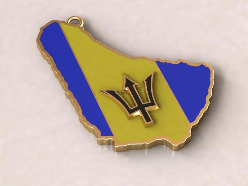 Barbados Map Charm Pendant