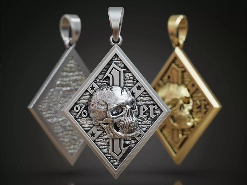Biker pendant skull onepercenter