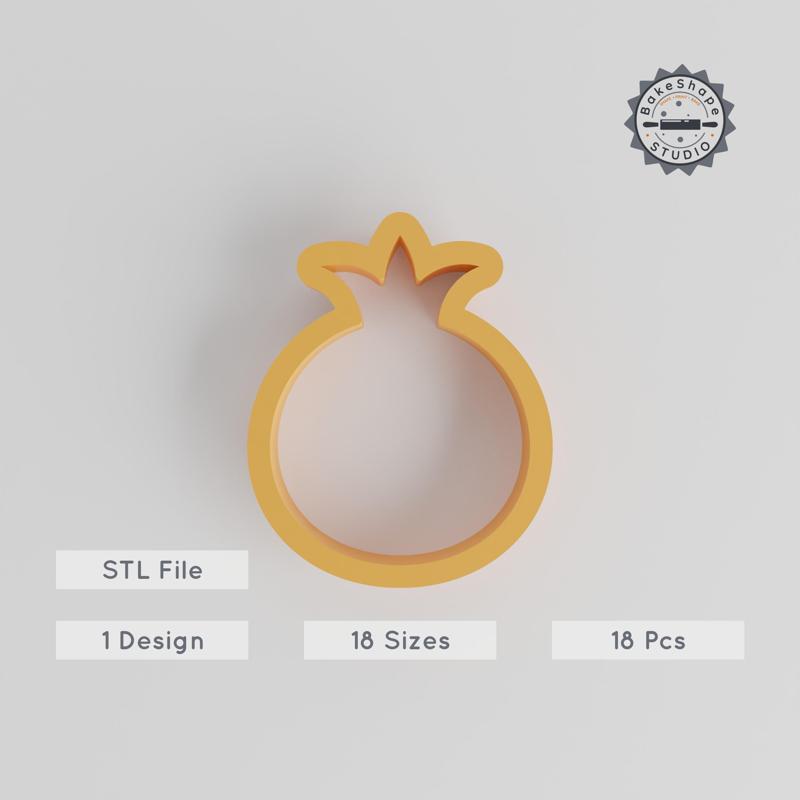 Pomegranate Shape Cutter Set, 18 Pieces, Sizes 0.75" to 5", Perfect for Cookies, Fondant & Clay Designs