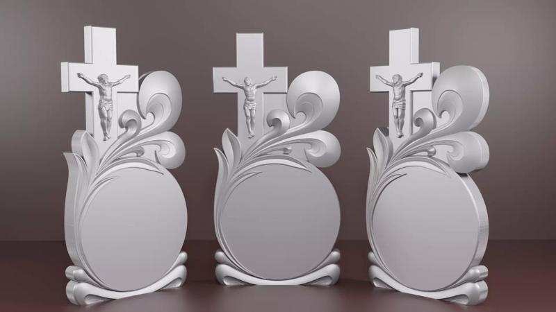 Memorial Tombstone with Cross and Christ for cnc