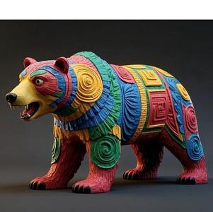 2267 Color 3D Model of a Totem-Style Bear , pug, dachshund, poodle, cat, dog, monkey, elephant, beagle, armadillo, lion, fox, faun, pomeranian, troll, platypus, majestic, totem, fantasy, crocodile