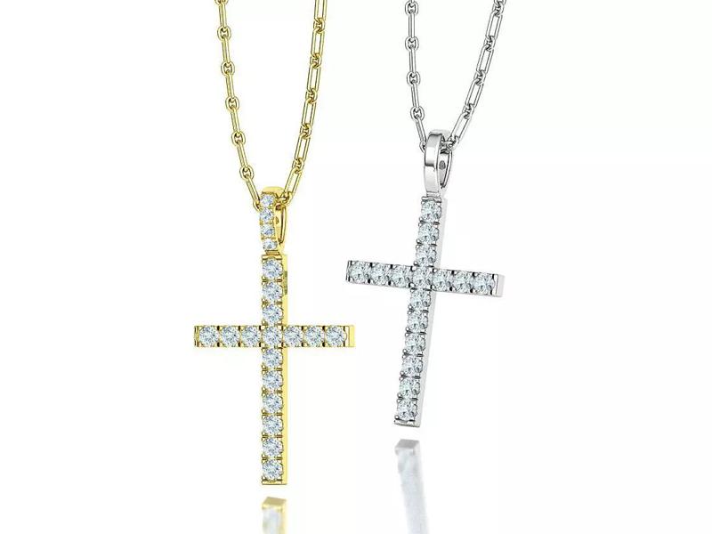 Diamond Pave Cross 33mm with French Pave Setting 3mm Stones
