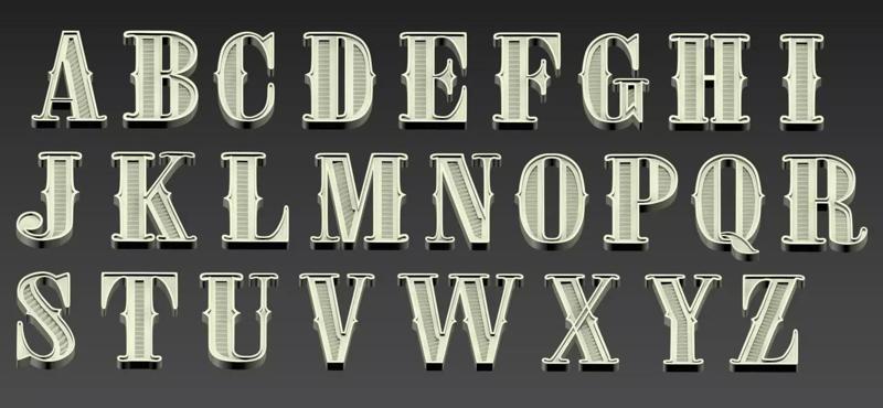 Western Vintage Latin Alphabet