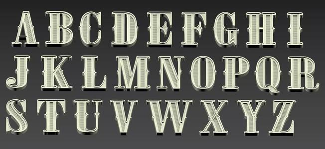 Western Vintage Latin Alphabet