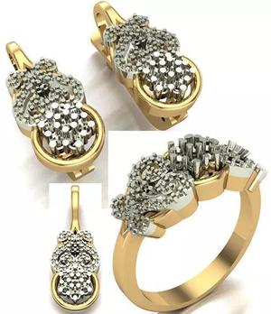 WOMAN SET RING EARRINGS AND PENDANT 3D Model Collection