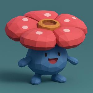 #045 Vileplume – Low Poly Pokémon