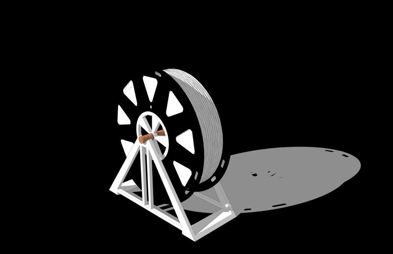 Rotating support for filament roll with centering devices